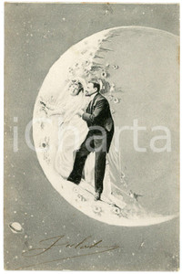 1904 BELGIUM Artist E. ERNST - Just married couple - Moon (5) Postcard  Cartolina postale d'epoca, viaggiata.CONDIZIONI: GFORMATO: FP    originale e autentica 1