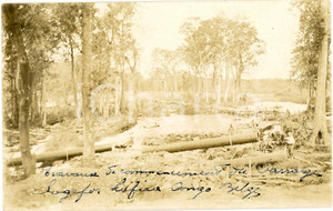 1925 ca CONGO BELGE - Rivière LUFVIA - Commencement du barrage SOGEFOR *Photo Fotografia originale d'epoca, in formato cartolina postale.  GOOD/buono  Formato: 14x9 cm originale e autentica 1