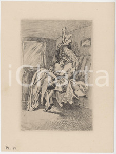 1933 EROTICA FRANCE "Les cousines de la Colonelle" - Gravure PI. IV 14x20 cm  Acquaforte originale d'epoca, appartenente all'opera "Les cousines de la Colonelle" (Paris, Editions du Condor). GOOD/buono  Formato: 14x20 cm originale e autentica 1