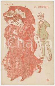 1920 ca EROTICA VINTAGE Le suiveur Naked women under clothes RED FILTER postcard  Cartolina postale d'epoca, non viaggiata.CONDIZIONI: GOODFORMATO: FP    originale e autentica 1