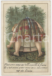 1920 ca FRANCE Femme cueille la fraise - Carte à systeme - Coeur  Cartolina postale d'epoca, non viaggiata, con apertura a finestrella sotto la quale si cela un cuore.Priva di stampa al verso. GOOD/buono  Formato: 9x14 cm originale e autentica 1