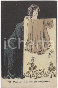 1910 VINTAGE EROTIC Vous ne vous allez pas de la poitrine - Carte à système 764  Cartolina postale d'epoca, non viaggiata, con apertura a finestrella sotto la quale si cela un'immagine erotica. GOOD/buono  Formato: 9x14 cm originale e autentica 1