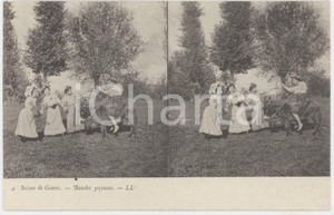 1900 ca FRANCE Scènes de genre - Bandes joyeuses - Stéréo Carte postale 4  Cartolina postale d'epoca, non viaggiata. GOOD/buono  Formato: 14x9 cm originale e autentica 1