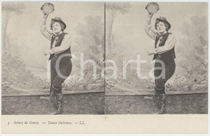 1900 ca FRANCE Scènes de genre - Danse italienne - Stéréo Carte postale n. 3  Cartolina postale d'epoca, non viaggiata. GOOD/buono  Formato: 14x9 cm originale e autentica 1
