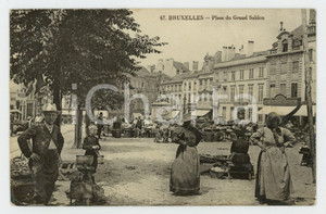 1913 BRUXELLES Place du Grand Sablon - Carte postale ANIMEE CPA  Cartolina postale d'epoca, viaggiata.CONDIZIONI: FAIR (smussature agli angoli)FORMATO: FP    originale e autentica 1
