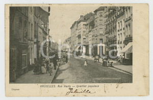 1902 BRUXELLES Rue Haute - Quartier populeux - Carte postale FP VG  Cartolina postale d'epoca, viaggiata. POOR/danneggiato Lievi smussature agli angoli, residui di incollatura al verso, bruniture Formato: FP originale e autentica 1