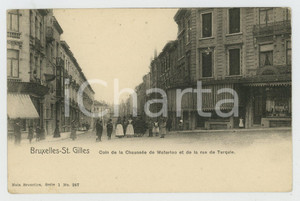 1903 BRUXELLES - ST. GILLES Chaussée de Waterloo et Rue de Turquie - Postcard  Cartolina postale d'epoca, viaggiata. FAIR/discreto Lievi smussature agli angoli Formato: FP originale e autentica 1