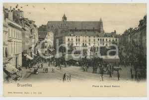 1901 BRUXELLES - BELGIQUE Place du Grand Sablon - Carte Postale FP VG  Cartolina postale d'epoca, viaggiata. FAIR/discreto Lievi smussature agli angoli e residui di inchiostro al verso Formato: FP originale e autentica 1