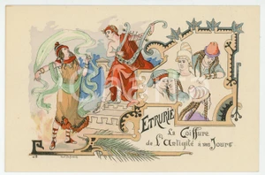 Cartolina originale da collezione 1900 ca COIFFURE DE L ANTIQUITÃ‰ A NOS JOURS Etrurie  Carte postale 2 SÃ©rie FP 1
