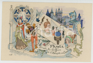 1900 ca COIFFURE DE L'ANTIQUITÉ A NOS JOURS France - Carte postale 2^ Série FP  Cartolina postale d'epoca, non viaggiata.ILLUSTRATORE: Paul Du FresneCONDIZIONI: FAIRFORMATO: FP    originale e autentica 1