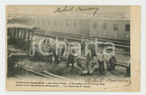 1905 BRUXELLES Accident chemin de fer AUX DEUX PONTS 1904 - Carte postale  Cartolina postale d'epoca, viaggiata.CONDIZIONI: G (lievi smussature agli angoli)FORMATO: FP    originale e autentica 1