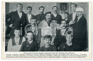 1906 FRANCE Catastrophe de COURRIÈRES - 13 Mineurs escapés ^Carte postale Cartolina postale, viaggiata. GOOD/buono  Formato: 14x9 cm originale e autentica 1