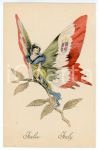 1917 WW1 ITALY as a butterfly woman - Postcard PROPAGANDA Ed. AUX ALLIES  Cartolina postale d'epoca, di propaganda francese, che rappresentava le nazioni alleate come donne-farfalla.Scritta nel 1917, ma non viaggiata.EDITORE: Aux Alli&eacute;s - Paris GOOD/buono  Formato: 9x14 cm originale e autentica 1