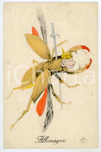 1919 WW1 ALLEMAGNE as a beetle - Postcard PROPAGANDA Ed. AUX ALLIES  Cartolina postale d'epoca, di propaganda francese.Viaggiata.EDITORE: Aux Alli&eacute;s - Paris FAIR/discreto abrasioni al lato sinistro e lievi macchie Formato: 9x14 cm originale e autentica 1