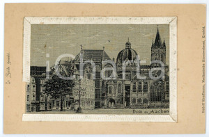 1900 ca AACHEN - DEUTSCHLAND Marienkaiserdom - Cartolina in tessuto FP NV  Cartolina d'epoca, non viaggiata, con inserto in vero tessuto. POOR/danneggiato Lievi smussature agli angoli, parte mancante della cornice Formato: FP originale e autentica 1