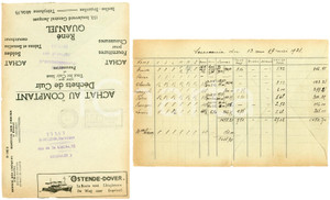 1938 BRUXELLES René QUANJEL Achat cuir - fournitures *Envelope adv OSTENDE-DOVER Busta intestata, aperta, con stampa pubblicitaria; scritta a mano all'interno.CONDIZIONI: F (piegature d'epoca)      originale e autentica 1