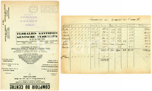 1938 BRUXELLES Comptoir du Centre - Envelope adv Floralien Gantoises Busta intestata, aperta, con stampa pubblicitaria; scritta a mano all'interno.Viaggiata.CONDIZIONI: F (piegature d'epoca)      originale e autentica 1