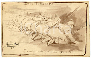1915 WW1 Après l'enquête - Origine du gaz asphyxiante - Ill. BOUILLON Postcard  Cartolina postale d'epoca, non viaggiata.CONDIZIONI: FAIR FORMATO: FP    originale e autentica 1