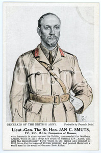 1910 ca Artist Francis DODD - Generals of the British army - Jan C. SMUTS  Cartolina postale d'epoca, non viaggiata.CONDIZIONI: F (lieve macchia circolare all'angolo superiore destro)FORMATO: FP    originale e autentica 1