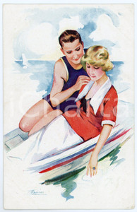 1910 ca Artist Suzanne MEUNIER Eros en canot - Carte postale - Série 42  Cartolina d'epoca, non viaggiata. FAIR/discreto Lievi piegature Formato: FP originale e autentica 1