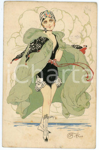 1922 ART DECO Artista E. BOTTARO Bagnante in riva al mare - Cartolina FP VG  Cartolina postale d'epoca, viaggiata ma con affrancatura rimossaCONDIZIONI: FAIRFORMATO: FP    originale e autentica 1