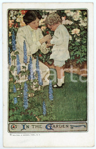 1910 ca Artist Jesse WILLCOX SMITH In the Garden - Illustrated Postcard   Cartolina postale d'epoca, non viaggiata ma con nota manoscritta al verso.CONDIZIONI: FAIRFORMATO: FP GOOD/buono  Formato: FP originale e autentica 1
