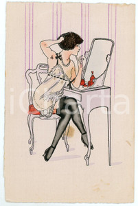 1920 ca FRANCE Vintage EROTIC - Woman in her boudoir - Illustrated postcard  Cartolina postale d'epoca, non viaggiata.CONDIZIONI: P (macchie)FORMATO: FP    originale e autentica 1