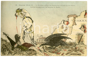 WW1 Guerre 1914-15 Belgique bravant les menaces du Kaiser - Carte postale FP NV  Cartolina postale d'epoca, non viaggiata.CONDIZIONI: FAIRFORMATO: FP    originale e autentica 1