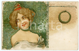 1902 ART NOUVEAU - Mosaic - Lady with snake - Illustrated postcard  Cartolina postale d'epoca, viaggiata.CONDIZIONI: F (piegature angolari)FORMATO: FP    originale e autentica 1