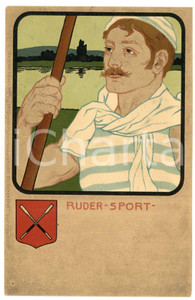 1900 ca GERMANY - DEUTSCHER SPORT - Ruder - Man - Old postcard  Cartolina postale d'epoca, non viaggiata.CONDIZIONI: GFORMATO: FP    originale e autentica 1