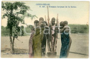 1910 ca CONGO BELGE Femme broyant de la farine - Carte postale N.147 FP NV  Cartolina postale d'epoca, non viaggiata.CONDIZIONI: FAIRFORMATO: FP    originale e autentica 1