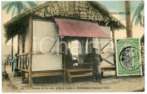 1911 CONGO BELGE Chemin de fer des GRANDS LACS Habitation transportable POSTCARD  Cartolina postale d'epoca, viaggiata.CONDIZIONI: FAIRFORMATO: FP    originale e autentica 1