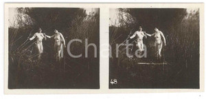 Fotografia d epoca originale 1920 ca VINTAGE EROTIC Le nu stÃ©rÃ©o en plein air  Women in a cane field Photo 1