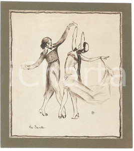 1950 ca ART - FRANCE - La Gavotte - Couple dancing - Drawing 15x17 cm  Disegno originale a china su carta, montato su cartoncino leggero. GOOD/buono  Formato: 15x17 cm originale e autentica 1