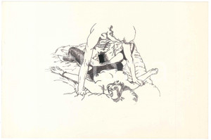1960 ca VINTAGE EROTIC Sex on the bed - Couple (2) Drawing 27x18 cm  Disegno originale a china su carta. GOOD/buono  Formato: 27x18 cm originale e autentica 1