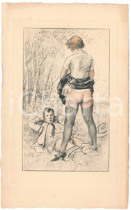 1940 ca VINTAGE EROTIC FRANCE Couple - Woman upskirt *Engraving 14x22 cm  Stampa originale d'epoca. GOOD/buono  Formato: 14x22 cm originale e autentica 1