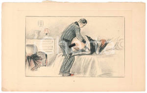 1940 ca VINTAGE EROTIC FRANCE Sex with an officer (2) Engraving 22x14 cm  Stampa originale d'epoca. GOOD/buono  Formato: 22x14 cm originale e autentica 1