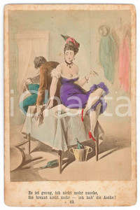 1880 ca VINTAGE EROTIC GERMANY Woman with a drunk man - Engraving  11x17 cm  Stampa originale d'epoca, su cartoncino rigido. GOOD/buono  Formato: 11x17 cm originale e autentica 1