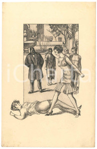 1925 ca VINTAGE EROTIC BDSM - Lesbian - Public spanking *Engraving 13x21 cm  Stampa originale d'epoca. GOOD/buono  Formato: 13x21 cm originale e autentica 1