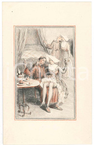 1910 ca VINTAGE EROTIC Paul-Emile BECAT - Nuns and friars *Engraving 9x14 cm  Stampa originale d'epoca. GOOD/buono  Formato: 9x14 cm originale e autentica 1