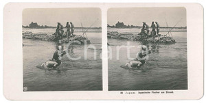 1910 ca JAPAN - Japanische Fischer am Strand - ETHNIC Stereoview n° 48  Fotografia stereoscopica d'epoca.EDITORE: NPG  GOOD/buono  Formato: 18x9 cm originale e autentica 1