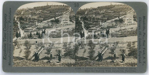1910 ca JERUSALEM Garden of Gethsemane and Mount of Olives - Stereoview KEYSTONE Fotografia stereoscopica d'epoca, su cartoncino rigido.EDITORE: Meadville, Pa.  - Keystone View Company  GOOD/buono  Formato: 18x9 cm originale e autentica 1