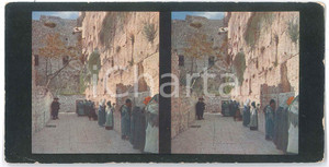 1910 ca JERUSALEM Wall of lamentation - Stereoview Chromoplast-Bild 161 Fotografia stereoscopica d'epoca, su cartoncino morbido.  FAIR/discreto lievi abrasioni marginali Formato: 18x9 cm originale e autentica 1