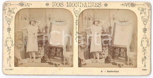 1900 ca VINTAGE EROTIC - PARIS - NOS MONDAINES - Imitation *Stereoview 4 Fotografia stereoscopica d'epoca, su cartoncino morbido.EDITORE:  "Collection E.H. PARIS" - "La Vie Parisienne"  GOOD/buono  Formato: 18x9 cm originale e autentica 1