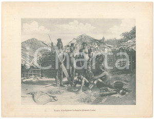 1920 ca ETHNIC TYPES - CONGO - Types indigènes LOKANDU *Engraving 32x24 cm  Stampa originale d'epoca, su cartoncino. FAIR/discreto piegature angolari; minime sbrecciature al lato superiore Formato: 32x24 cm originale e autentica 1
