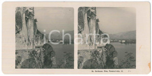 1905 ca LAGO DI GARDA - RIVA (TN) Strada del Ponale *Foto stereoscopica Fotografia stereoscopica d'epoca.  FAIR/discreto macchie laterali Formato: 18x9 cm originale e autentica 1