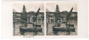 1905 ca LAGO DI GARDA - RIVA (TN) Barcaiolo *Stereoscopica KILCHBERG Fotografia stereoscopica d'epoca.EDITORE: Kilchberg - Zurich  FAIR/discreto fioriture al verso Formato: 18x9 cm originale e autentica 1