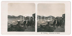 1906 NORWAY Lachsfischer bei Mandal *ANIMATED Stereoview STEGLITZ-BERLIN 83 Fotografia stereoscopica d'epoca.EDITORE: Steglitz-Berlin  GOOD/buono  Formato: 18x9 cm originale e autentica 1