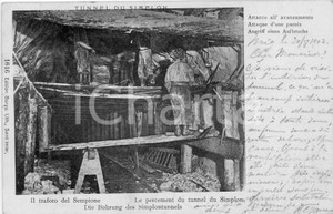 1903 TRAFORO DEL SEMPIONE Attacco all'avanzamento - Cartolina FP VG  Cartolina postale d'epoca, viaggiata. FAIR/discreto Smussature agli angoli, piegatura all''angolo superiore sinistro Formato: FP originale e autentica 1