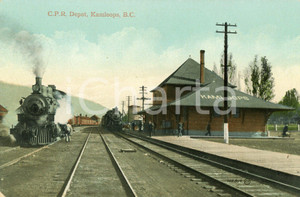 1910 ca KAMLOOPS (CANADA) - CPR Canadian Pacific Railway depot - Postcard FP NV  Cartolina postale d'epoca, viaggiata.CONDIZIONI: FFORMATO: FP    originale e autentica 1